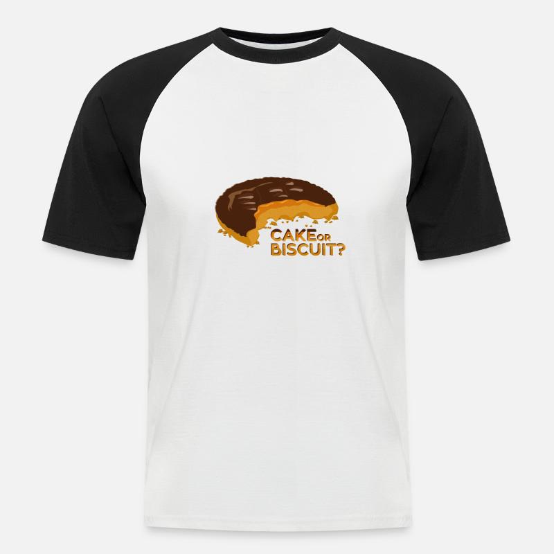 Kuchen oder Keks - Männer Baseball-T-Shirt - Weiß/Schwarz