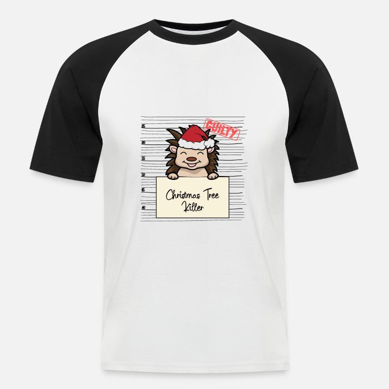 Weihnachtsbaum Umschubser Igel - Männer Baseball-T-Shirt - Weiß/Schwarz