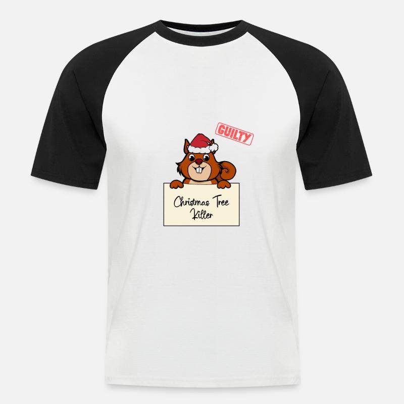 Weihnachtsbaum Umschubser Eichhörnchen - Männer Baseball-T-Shirt - Weiß/Schwarz