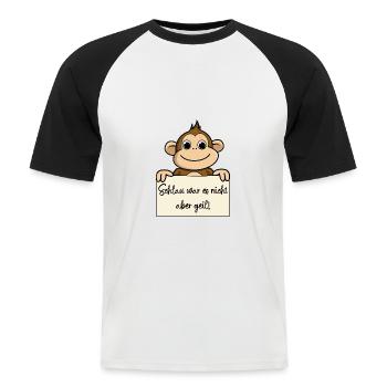 Affe lustiger Spruch humor Gefängnisbild - Männer Baseball-T-Shirt - Weiß/Schwarz - Vorne - Nik (191cm)