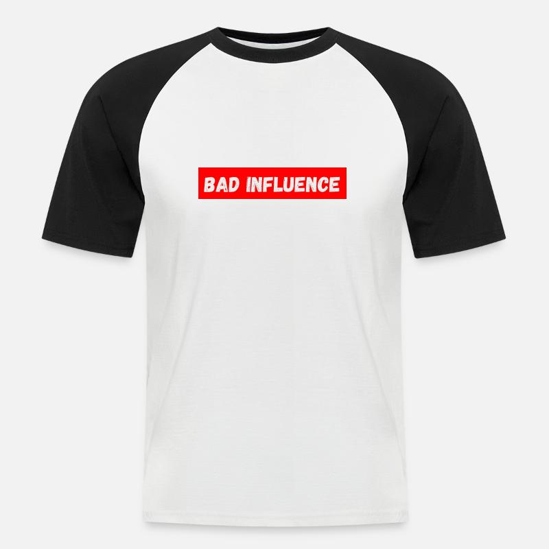 Schlechter Einfluss - Männer Baseball-T-Shirt - Weiß/Schwarz