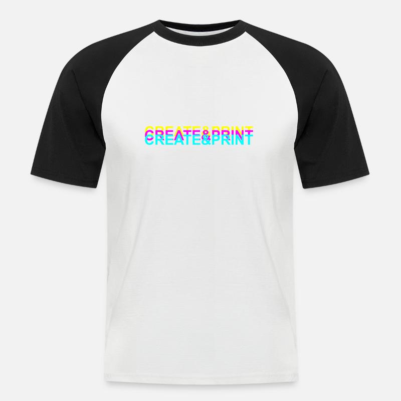Create & Print (White Text) - Men's Baseball T-Shirt - white/black