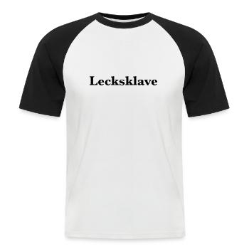 Lecksklave - Männer Baseball-T-Shirt - Weiß/Schwarz - Vorne - Nik (191cm)