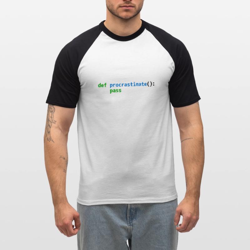 def procrastinate pass Funny Python Code Design Men's Baseball T-Shirt