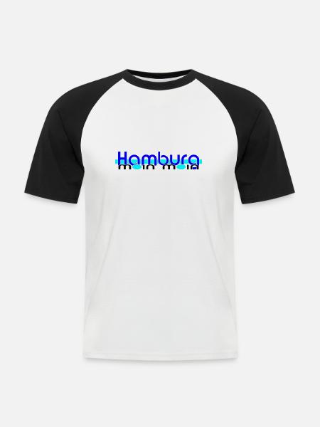 Hamburg Moin Moin blueblue - Männer Baseball-T-Shirt - Weiß/Schwarz