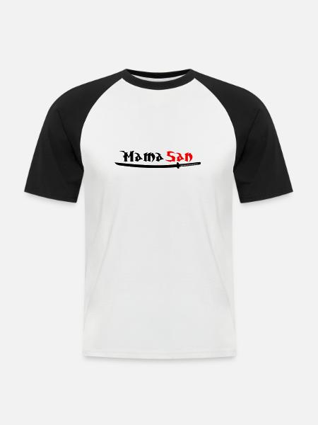 Mama San - Männer Baseball-T-Shirt - Weiß/Schwarz
