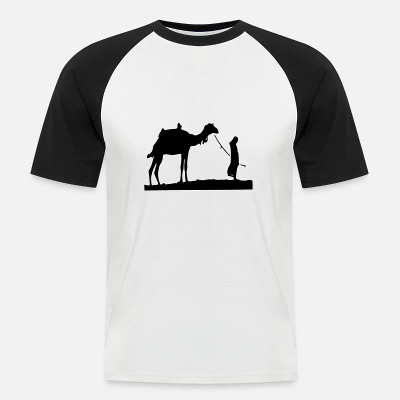 Wüste Sahara Kamel - Männer Baseball-T-Shirt - Weiß/Schwarz