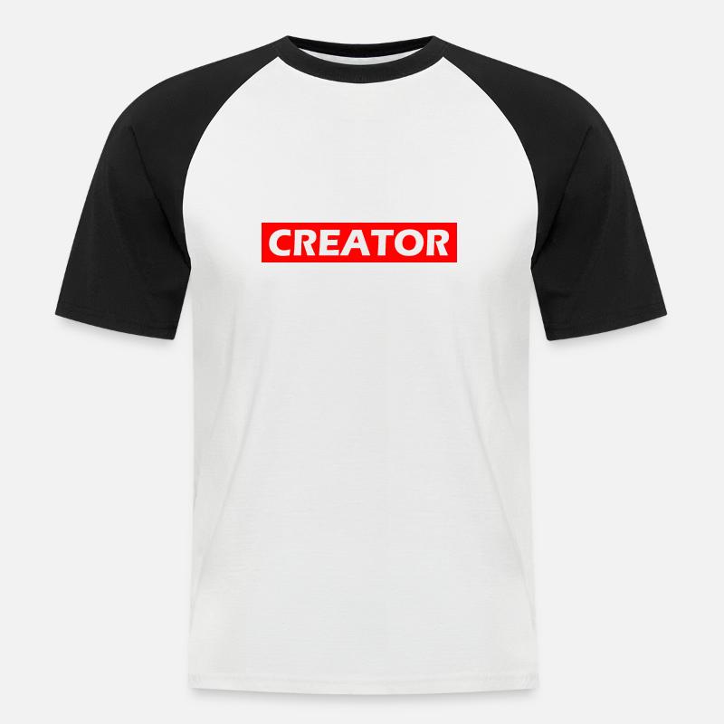 Creator - Männer Baseball-T-Shirt - Weiß/Schwarz