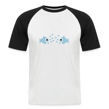 Fische - Männer Baseball-T-Shirt - Weiß/Schwarz - Vorne - Nik (191cm)