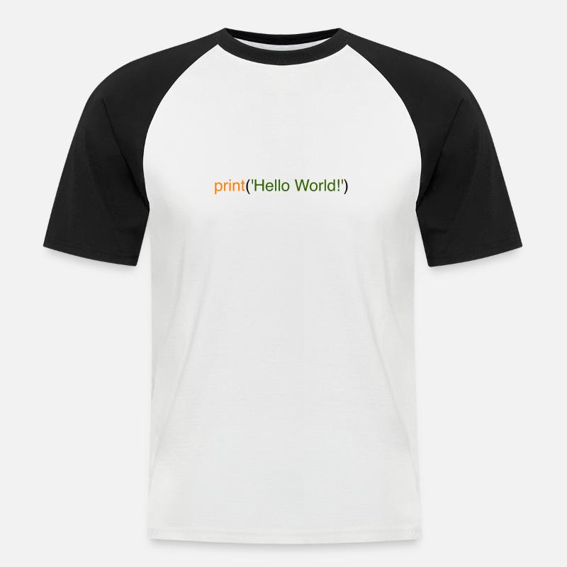 Bonjour le monde Python - T-shirt baseball manches courtes Homme - blanc/noir