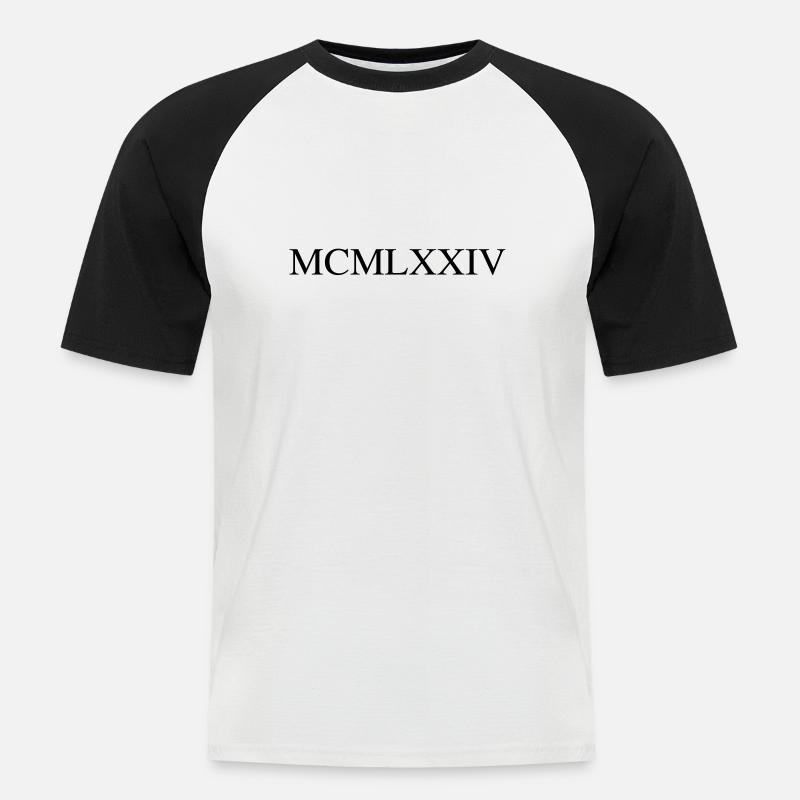 1974 - Männer Baseball-T-Shirt - Weiß/Schwarz