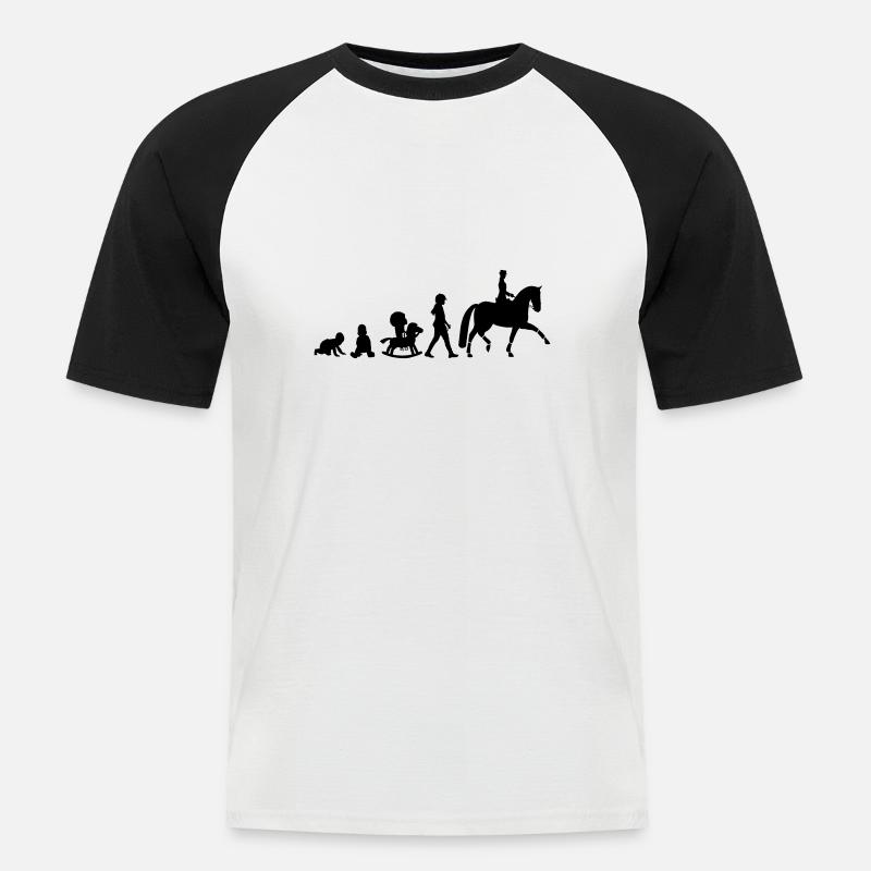 Evolution Dressur Reiter - Männer Baseball-T-Shirt - Weiß/Schwarz