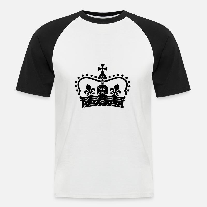 Krone. Symbol, Form, Cool - Männer Baseball-T-Shirt - Weiß/Schwarz