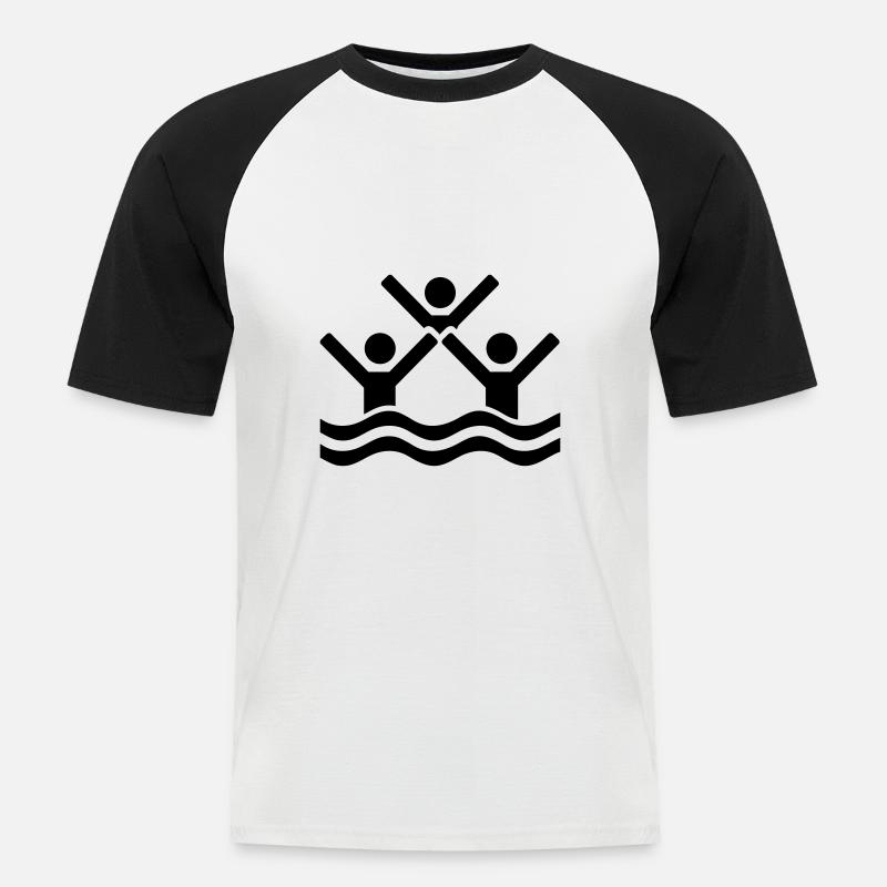 Synchronschwimmen - Männer Baseball-T-Shirt - Weiß/Schwarz