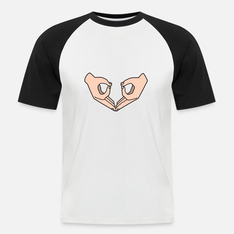 Hand Brille Eule - Männer Baseball-T-Shirt - Weiß/Schwarz