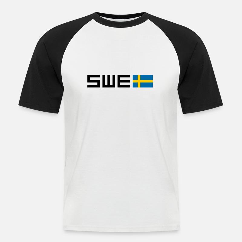 Schweden - Männer Baseball-T-Shirt - Weiß/Schwarz
