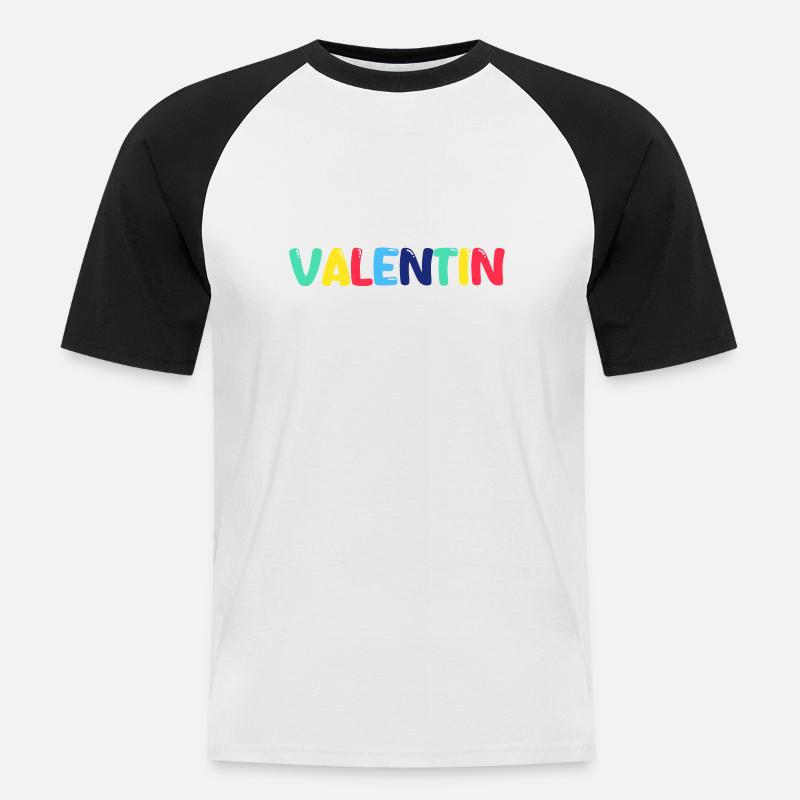 Name - Valentin - Männer Baseball-T-Shirt - Weiß/Schwarz