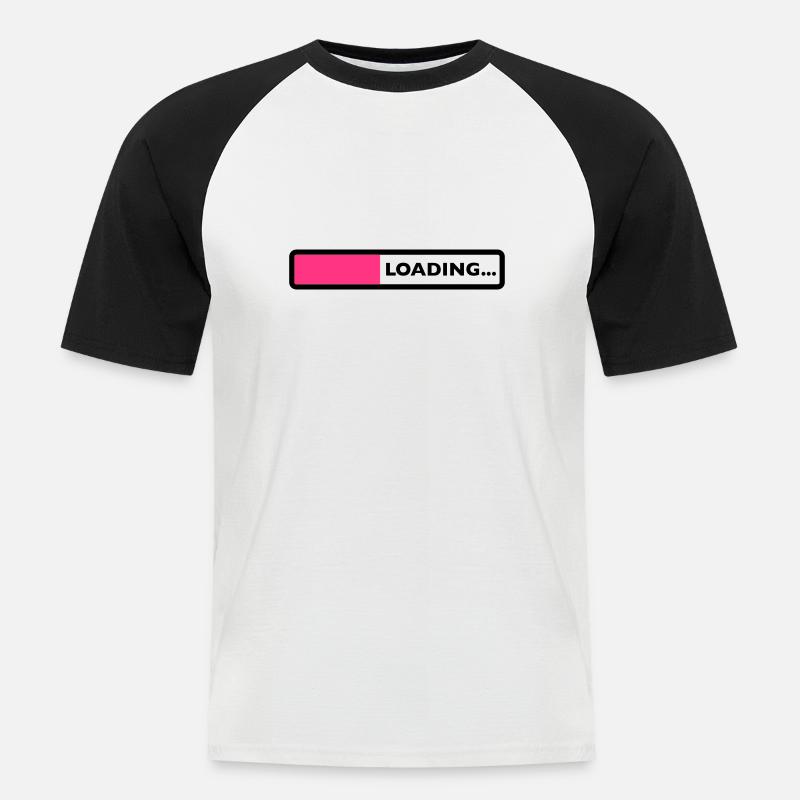 loading laden computer warten ladebalken - Männer Baseball-T-Shirt - Weiß/Schwarz