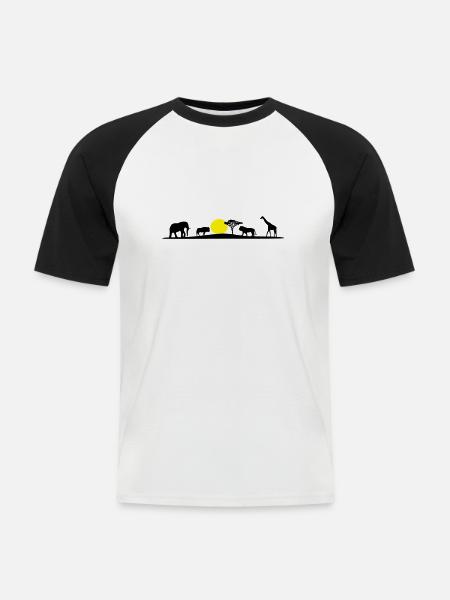 African Savanna, Afrika Savanne - Men's Baseball T-Shirt - white/black