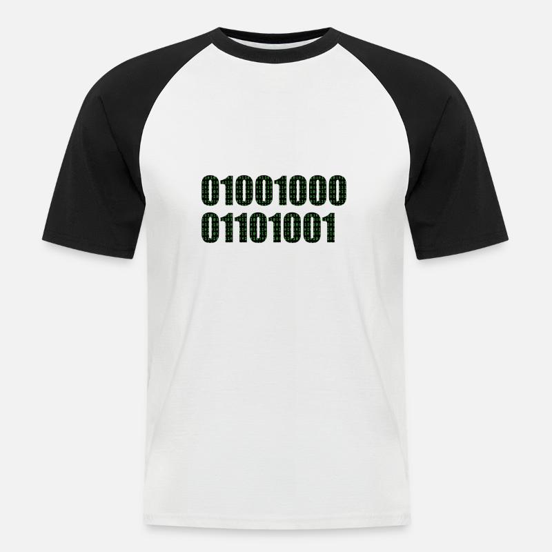 Binary code "Hi" - Men's Baseball T-Shirt - white/black