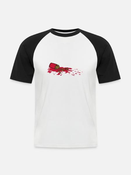 Tatort French fries - Men's Baseball T-Shirt - white/black