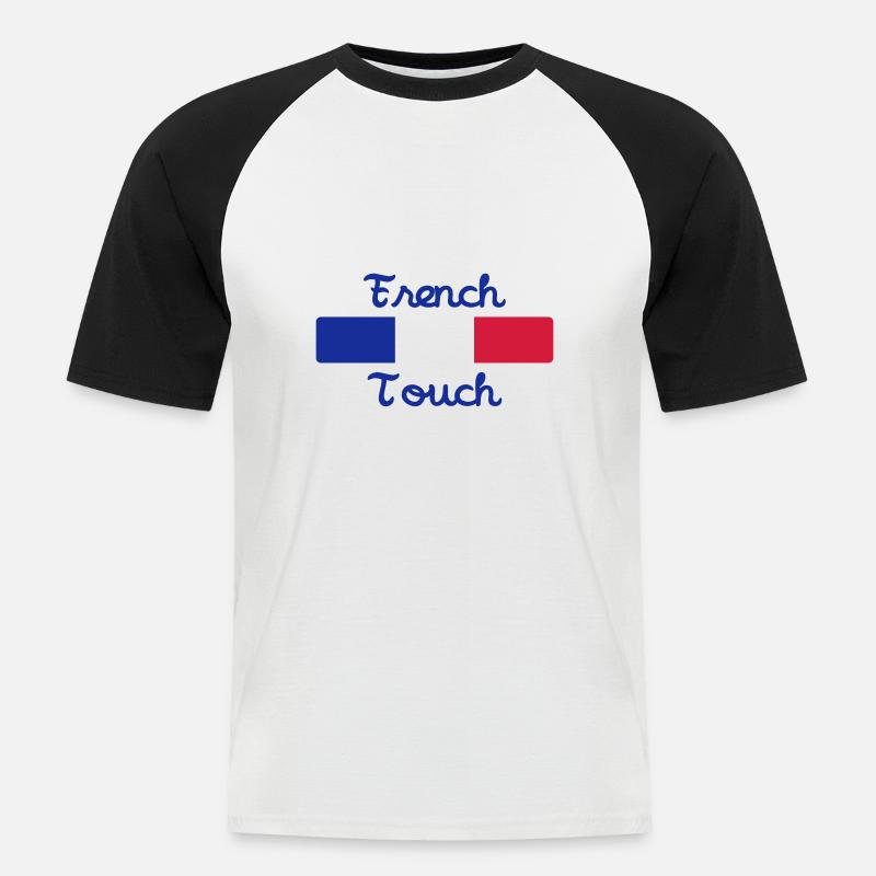 French Touch / Frankreich - Männer Baseball-T-Shirt - Weiß/Schwarz