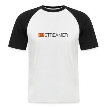Top Streamer social media shirt - Men's Baseball T-Shirt - white/black - Front - Nik (191cm)