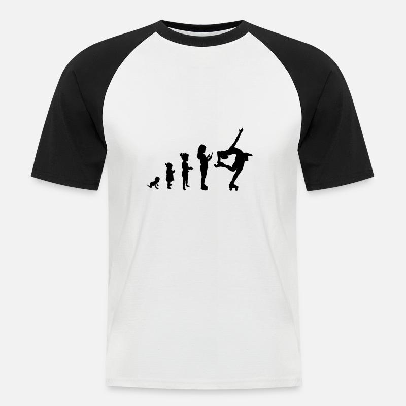 Evolution roller skating 2 - Men's Baseball T-Shirt - white/black