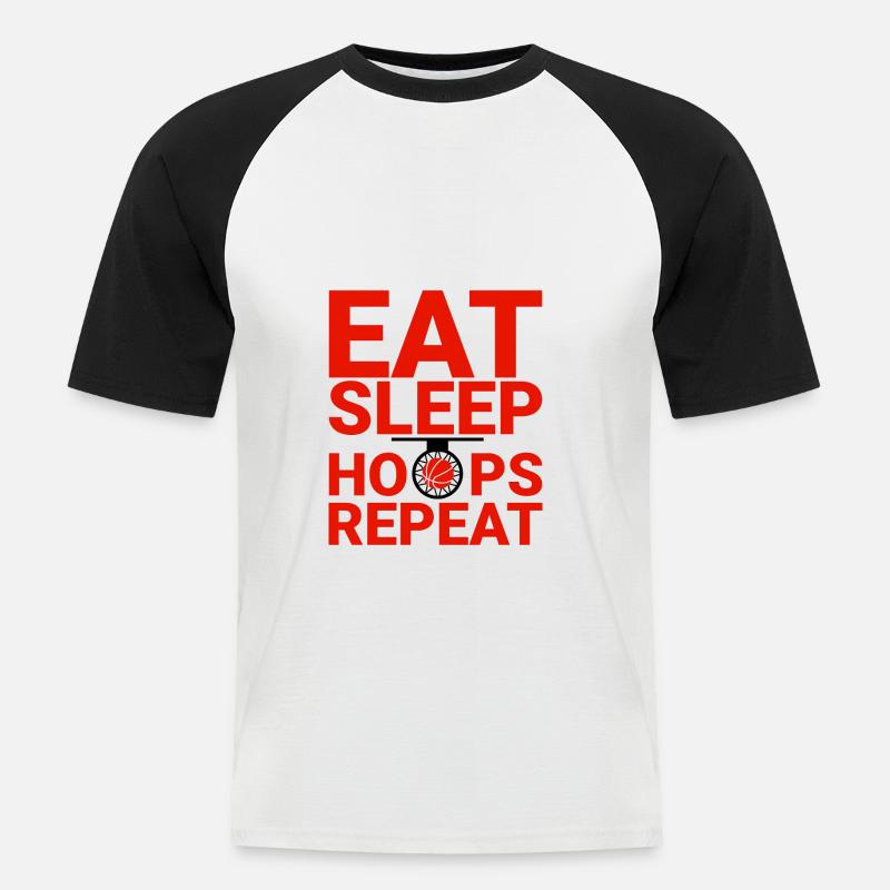 Eat Sleep Hoops Repeat 2 - Männer Baseball-T-Shirt - Weiß/Schwarz