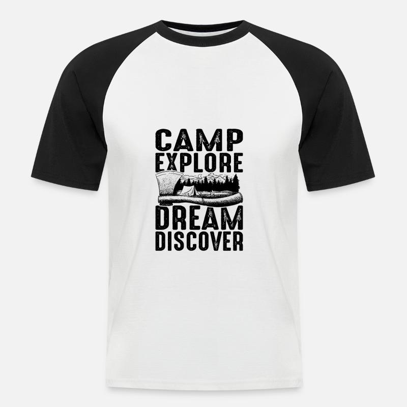 Camp Explore Dream Discover - Men's Baseball T-Shirt - white/black