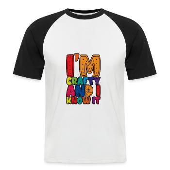 I'm Crafty And I Know It 3 - Men's Baseball T-Shirt - white/black - Front - Nik (191cm)
