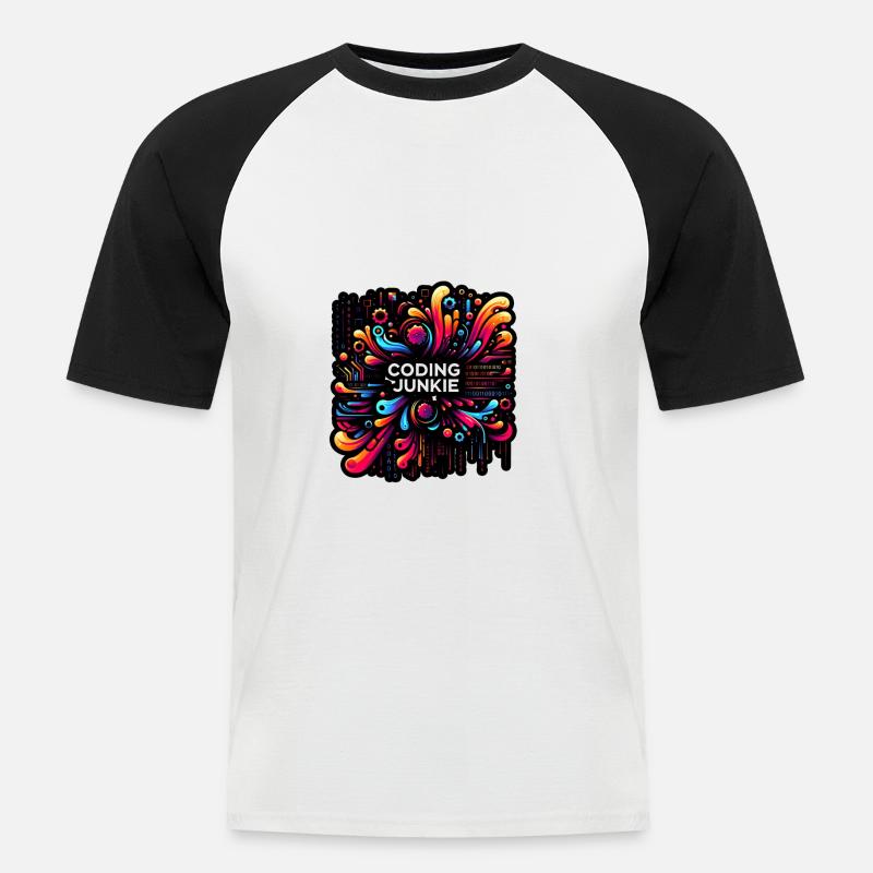 Coding Junkie 12 - Männer Baseball-T-Shirt - Weiß/Schwarz