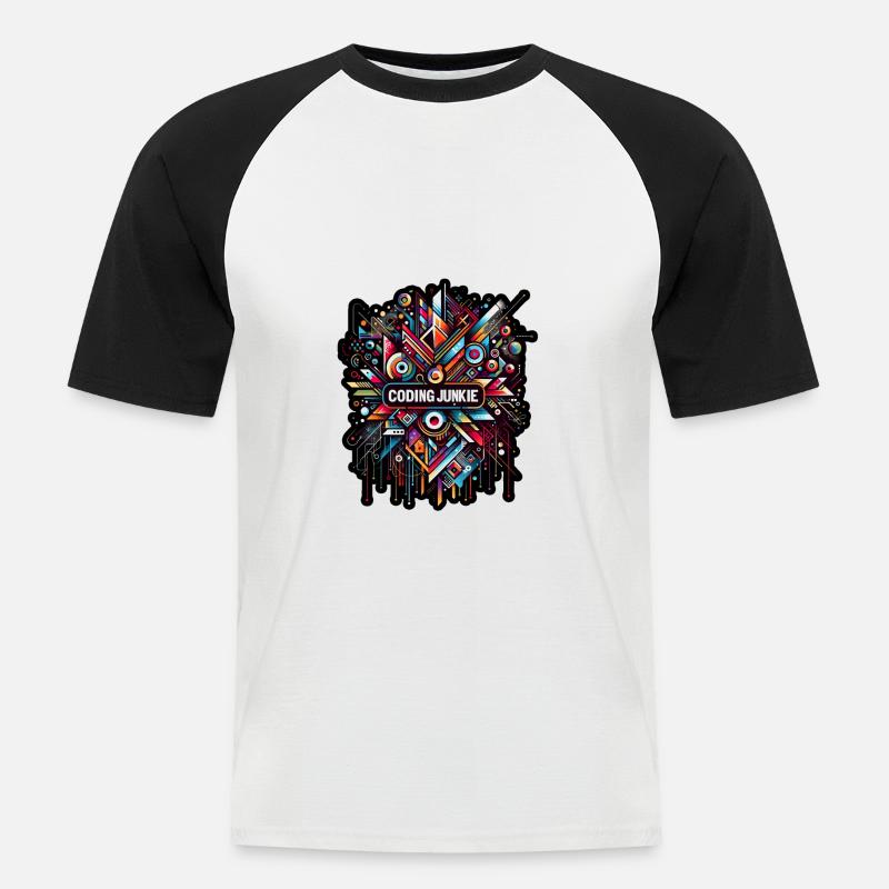 Coding Junkie 10 - Männer Baseball-T-Shirt - Weiß/Schwarz