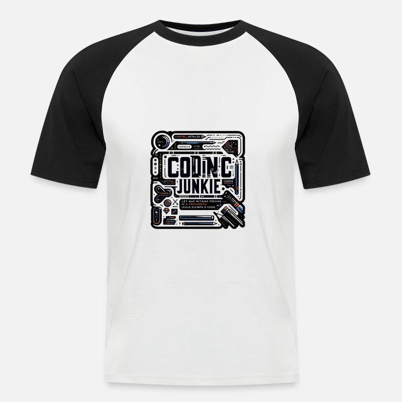Coding Junkie 11 - Men's Baseball T-Shirt - white/black