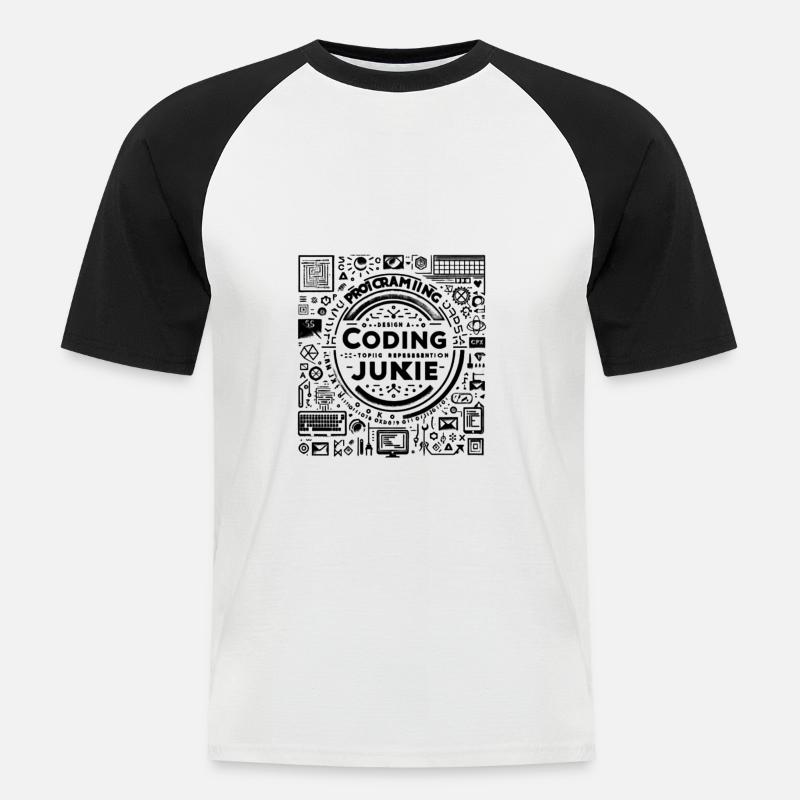 Coding Junkie 8 - Männer Baseball-T-Shirt - Weiß/Schwarz