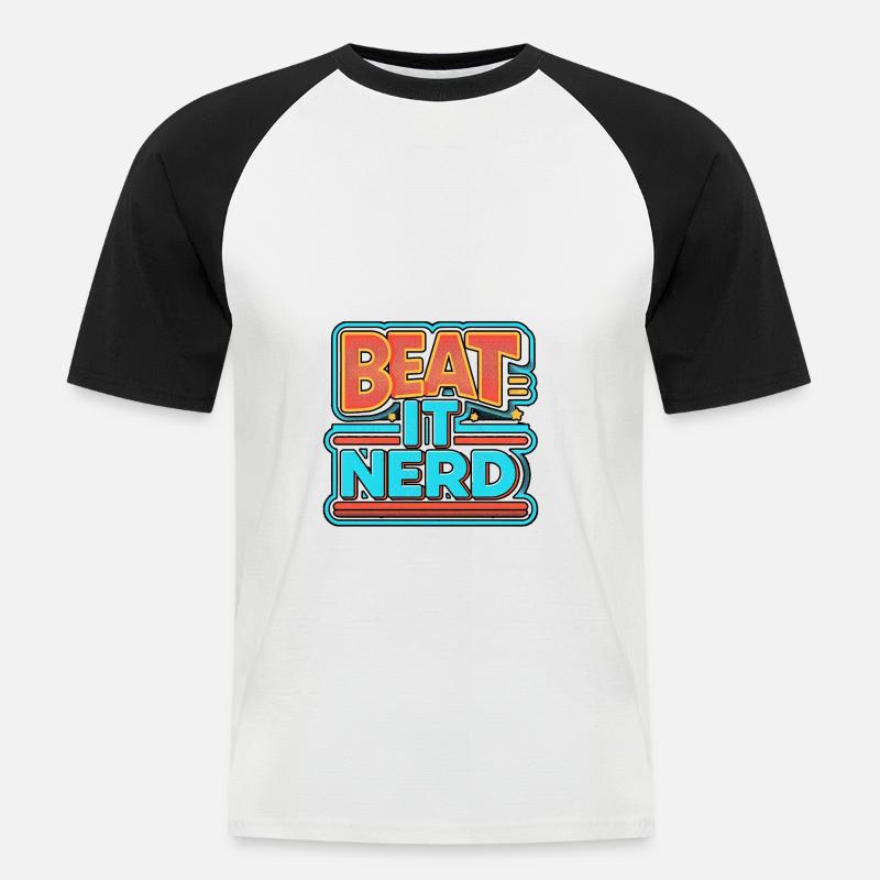 Beat it Nerd 8 - Männer Baseball-T-Shirt - Weiß/Schwarz
