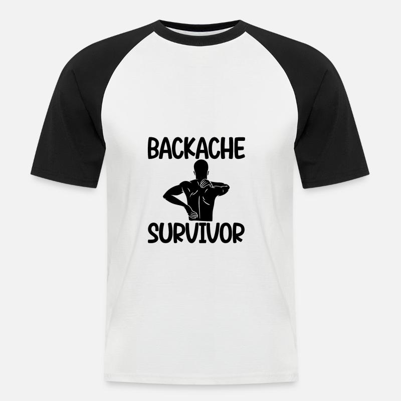 Backache Survivor 2 - Männer Baseball-T-Shirt - Weiß/Schwarz