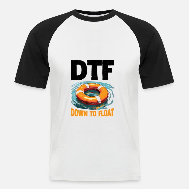 DTF Down To Float 2 - Männer Baseball-T-Shirt - Weiß/Schwarz