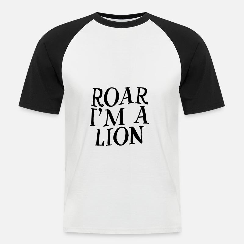 Roar I'm A Lion 3 - Männer Baseball-T-Shirt - Weiß/Schwarz