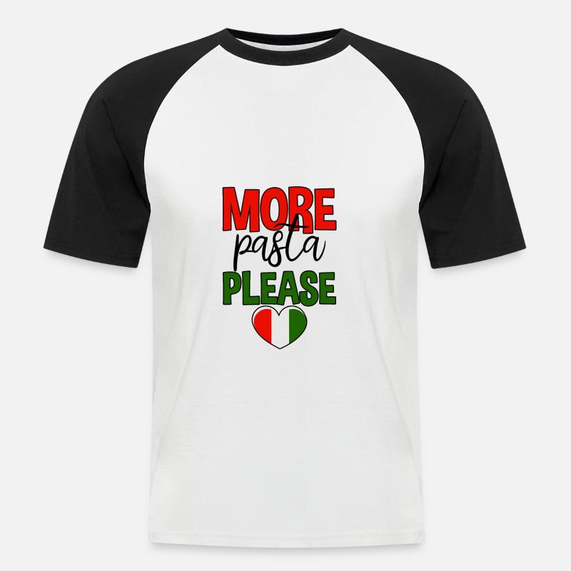 More Pasta Please 4 - Männer Baseball-T-Shirt - Weiß/Schwarz