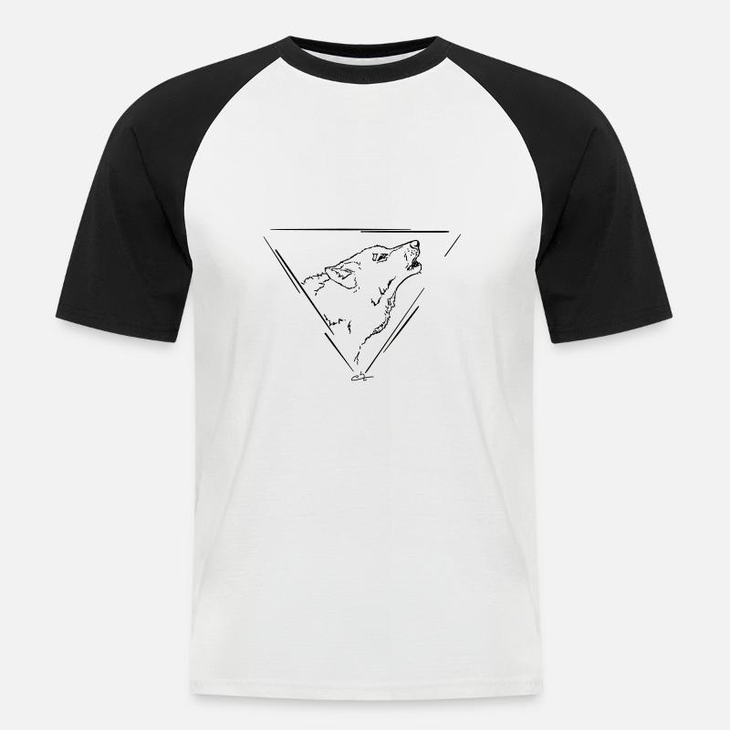 Wolf Triangle - Männer Baseball-T-Shirt - Weiß/Schwarz