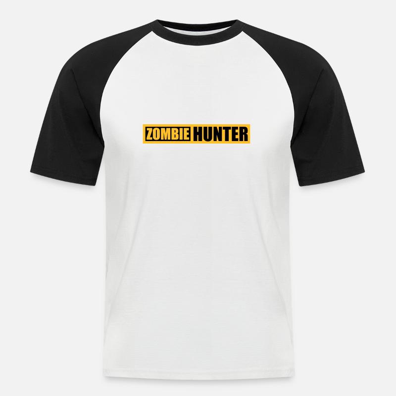 zombie hunter Halloween Zitat - Männer Baseball-T-Shirt - Weiß/Schwarz