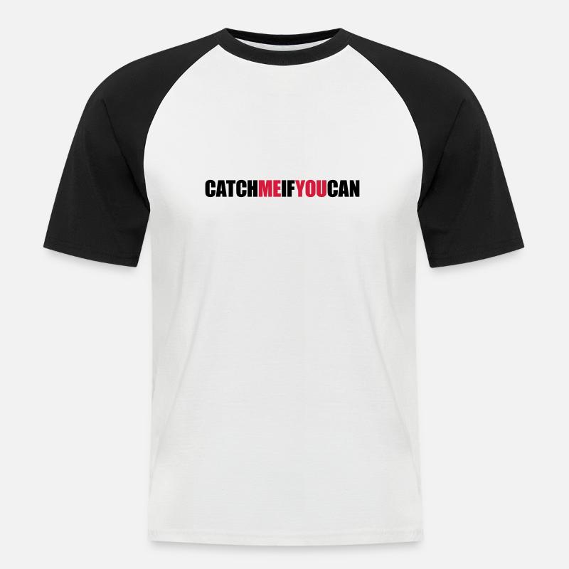 Schnell Catch Me - Männer Baseball-T-Shirt - Weiß/Schwarz
