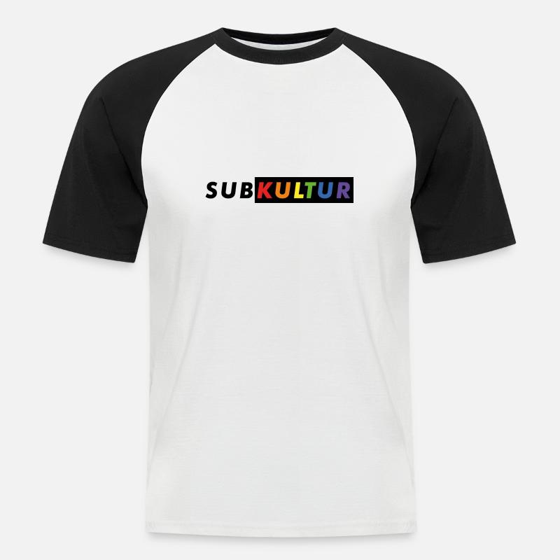 Subkultur Logo CSD#2 - Männer Baseball-T-Shirt - Weiß/Schwarz