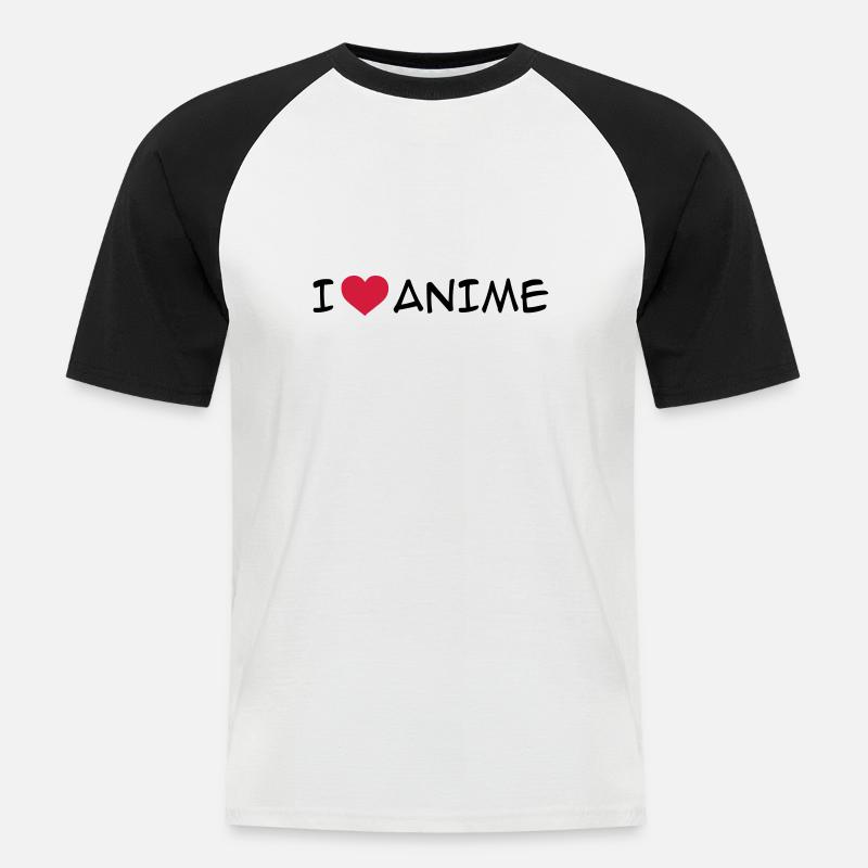 Ich liebe Anime - Männer Baseball-T-Shirt - Weiß/Schwarz