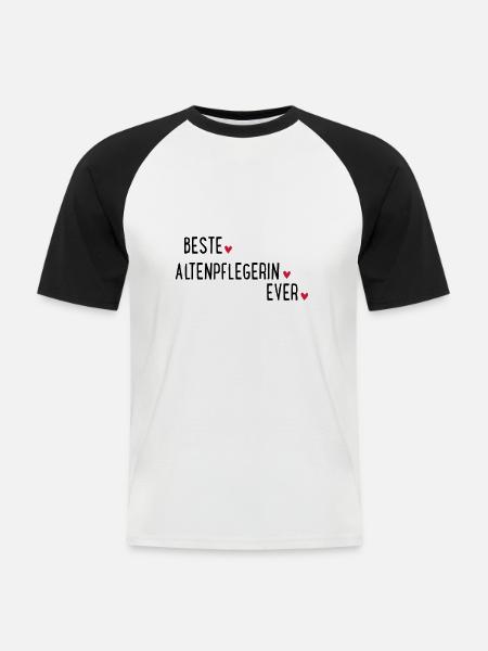 BESTE ALTENPFLEGERIN EVER - Männer Baseball-T-Shirt - Weiß/Schwarz