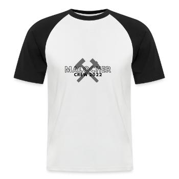 Malocher Crew 2022 - Männer Baseball-T-Shirt - Weiß/Schwarz - Vorne - Nik (191cm)