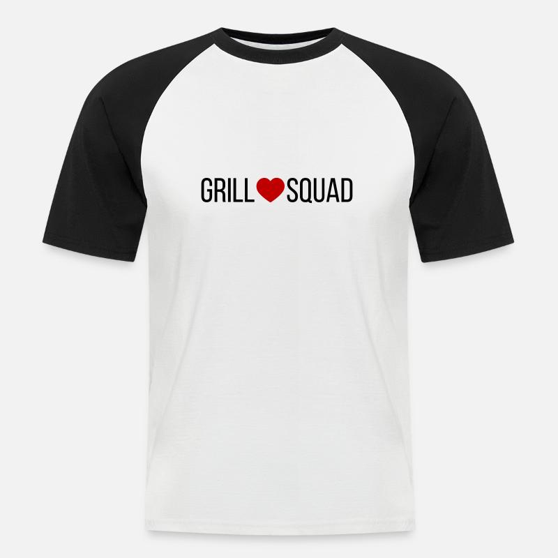 Grill Squad Herz - Männer Baseball-T-Shirt - Weiß/Schwarz