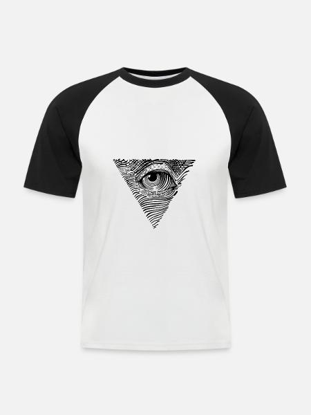 Das allsehende Auge - Männer Baseball-T-Shirt - Weiß/Schwarz