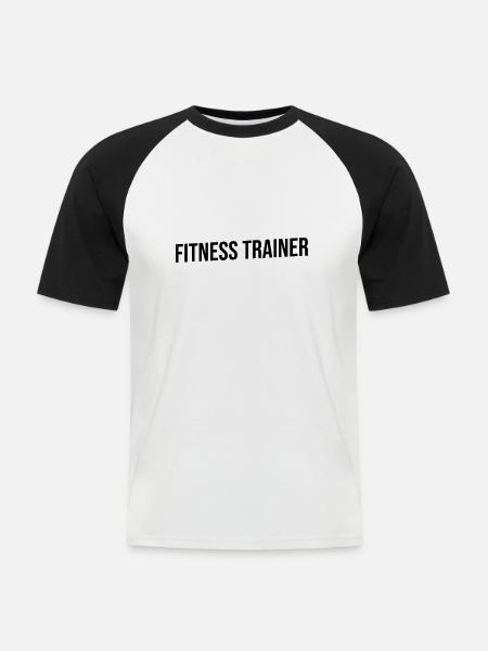 fitness trainer green black - Men's Baseball T-Shirt - white/black